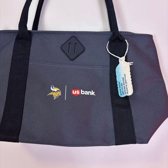 New Minnesota Vikings Football x US Bank Grey Large Cooler Bag 16 x 5 x 10" - Picture 3 of 4